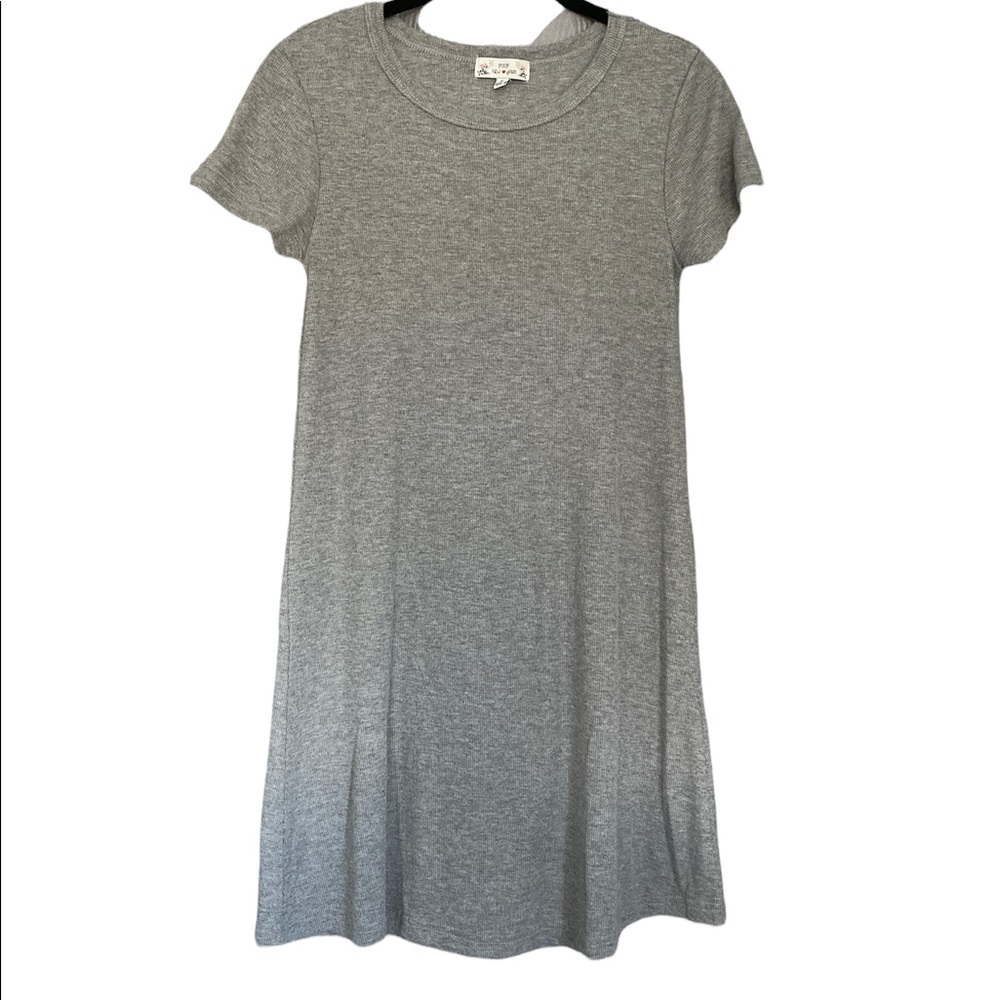 Grey Ribbed T Shirt Dress